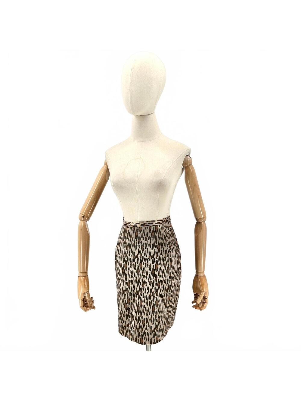 Vintage 90s Alberto Makali Leopard Brocade Pencil Skirt